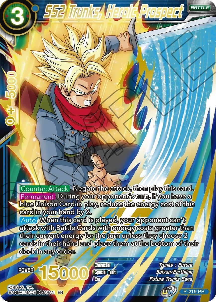 Image for SS2 Trunks, Heroic Prospect (Gold Stamped) (Mythic Booster) (P-219) - Dragon Ball Super: Masters
