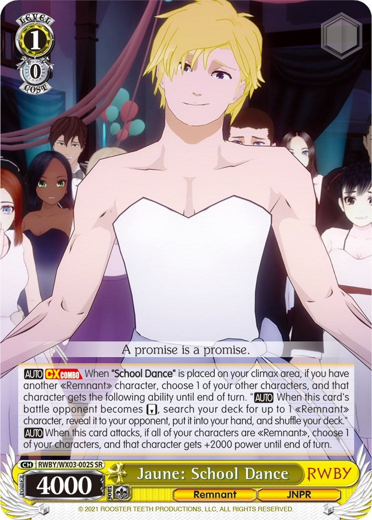 Image for Jaune: School Dance (SR) (RWBY) (RWBY/WX03-002S SR) - Weiss Schwarz