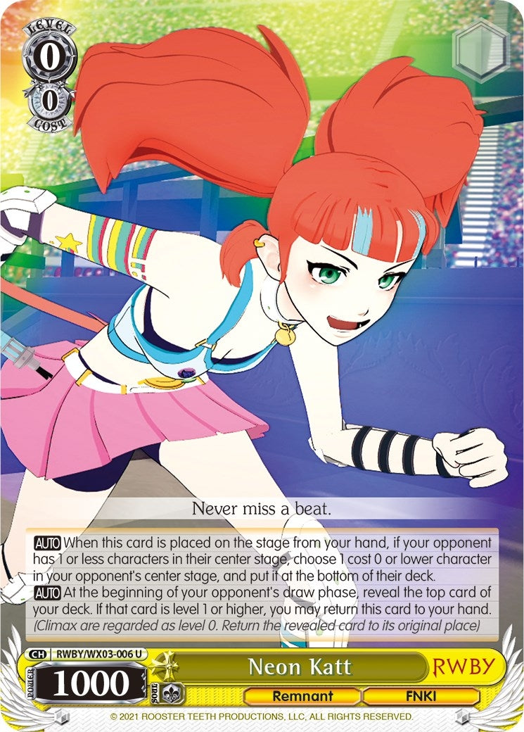 Image for Neon Katt (RWBY) (RWBY/WX03-006 U) - Weiss Schwarz
