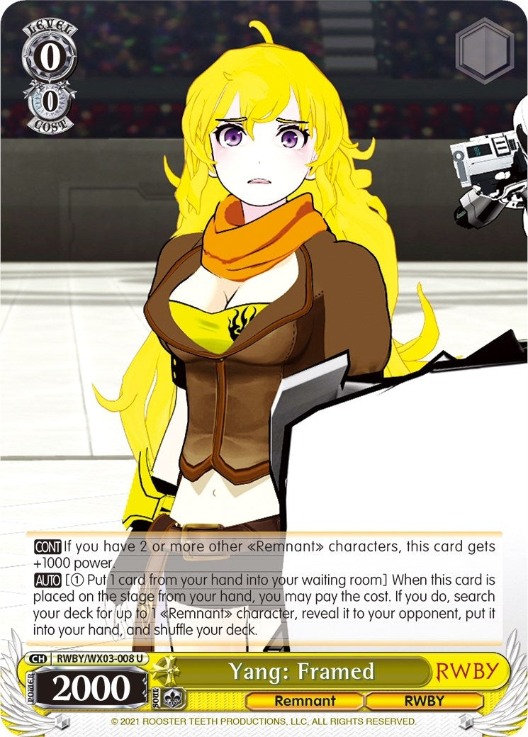 Image for Yang: Framed (RWBY) (RWBY/WX03-008 U) - Weiss Schwarz