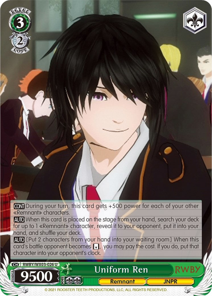 Image for Uniform Ren (RWBY) (RWBY/WX03-026 U) - Weiss Schwarz