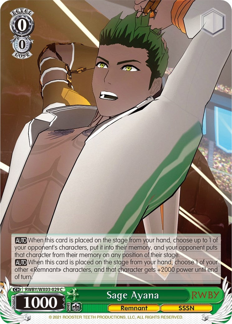 Image for Sage Ayana (RWBY) (RWBY/WX03-029 C) - Weiss Schwarz