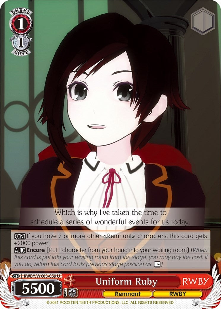 Image for Uniform Ruby (RWBY) (RWBY/WX03-059 U) - Weiss Schwarz