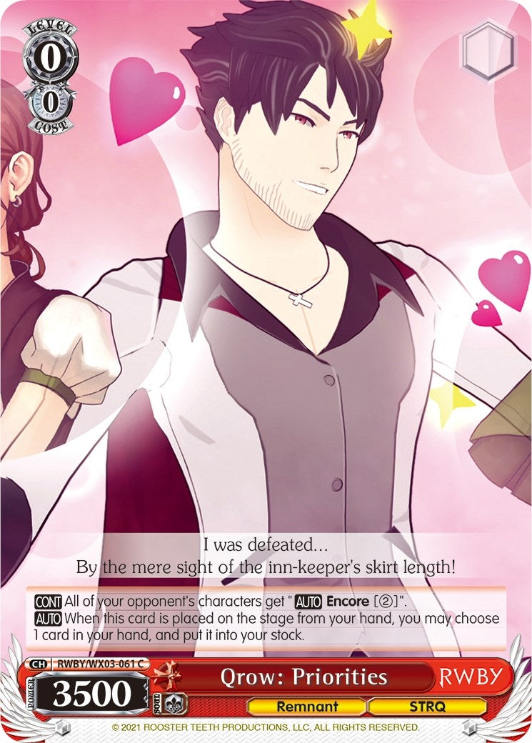 Image for Qrow: Priorities (RWBY) (RWBY/WX03-061 C) - Weiss Schwarz