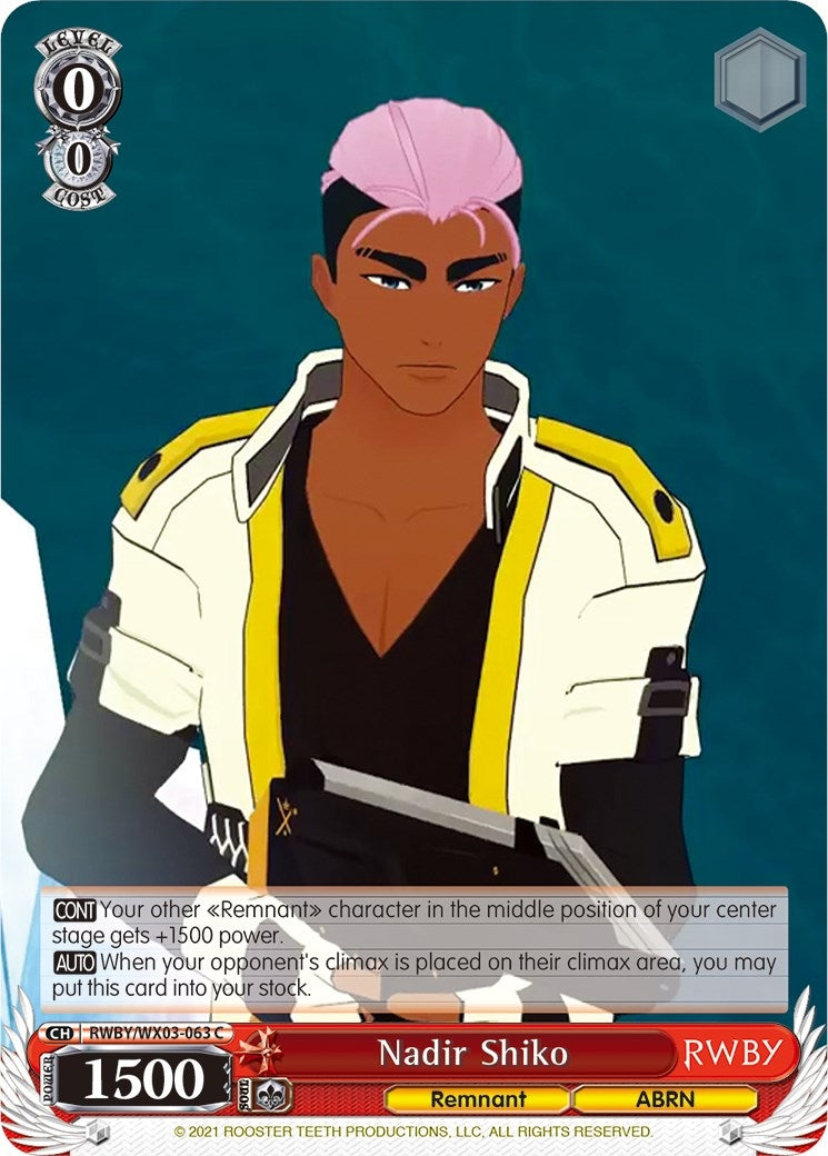 Image for Nadir Shiko (RWBY) (RWBY/WX03-063 C) - Weiss Schwarz