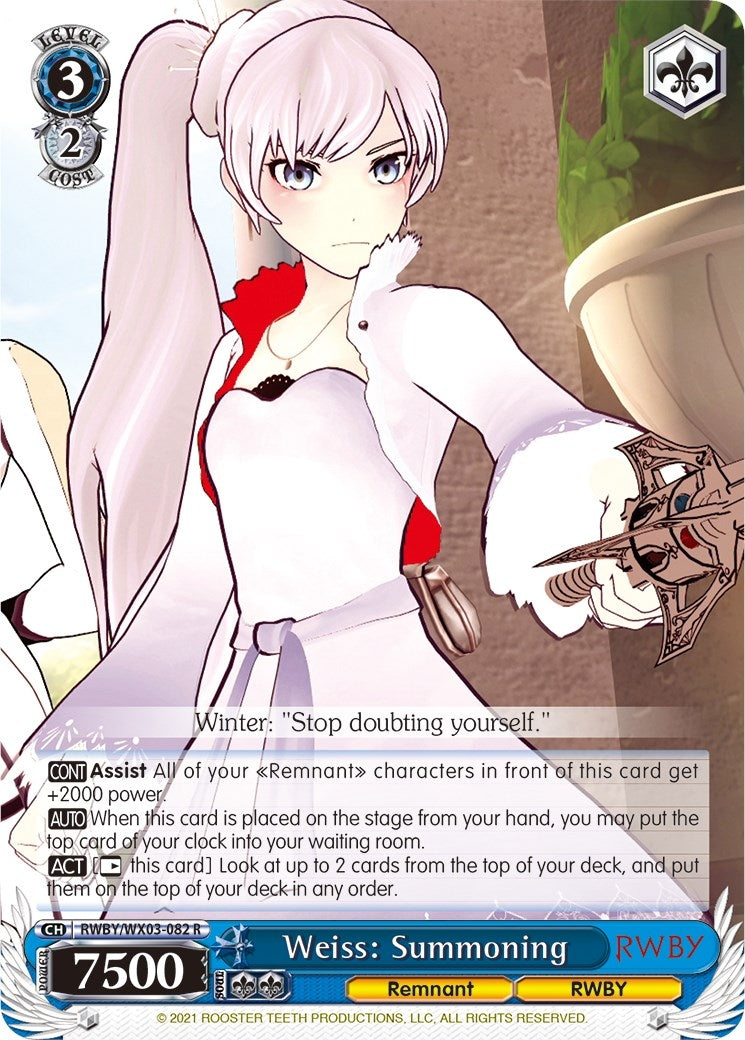 Image for Weiss: Summoning (RWBY) (RWBY/WX03-082 R) - Weiss Schwarz