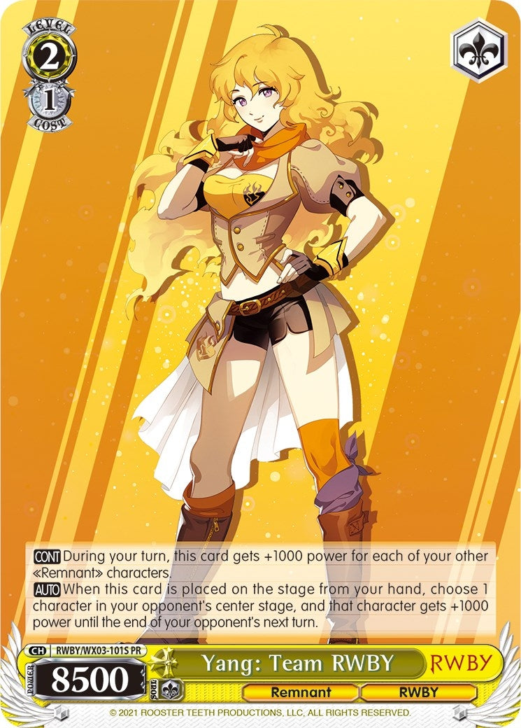 Image for Yang: Team RWBY (Alternate Art) (RWBY) (RWBY/WX03-101S PR) - Weiss Schwarz
