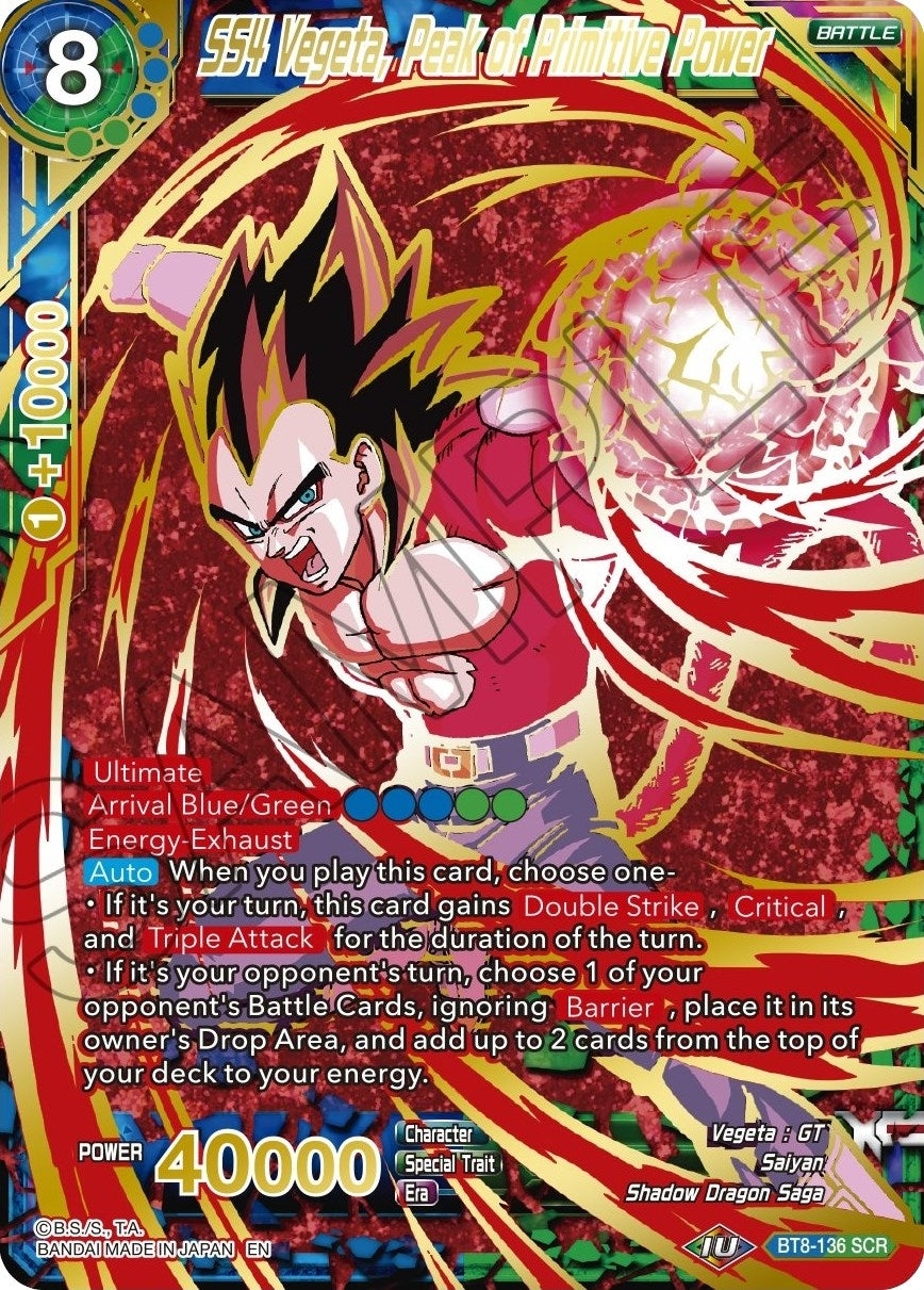 Image for SS4 Vegeta, Peak of Primitive Power (Gold Stamped) (Mythic Booster) (BT8-136) - Dragon Ball Super: Masters