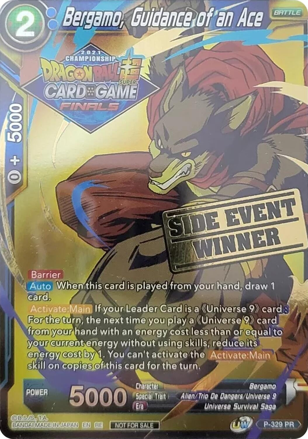 Image for Bergamo, Guidance of an Ace (Championship 2021 Vault Set) (Side Event Winner) (Promotion Cards) (P-329) - Dragon Ball Super: Masters