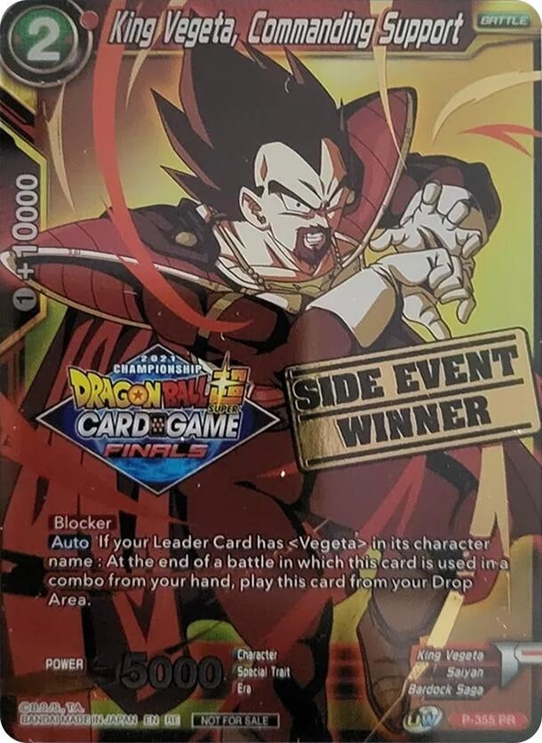 Image for King Vegeta, Commanding Support (Championship 2021 Vault Set) (Side Event Winner) (Promotion Cards) (P-355) - Dragon Ball Super: Masters