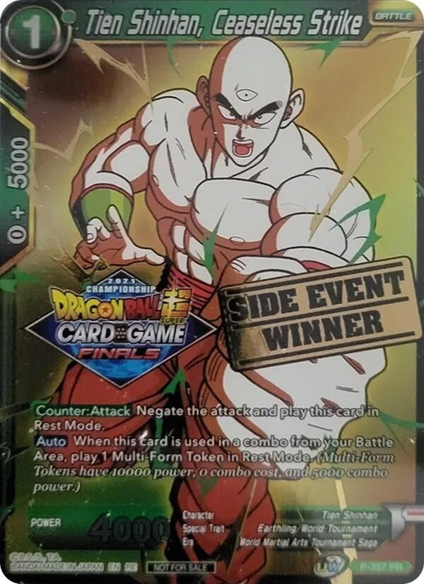Image for Tien Shinhan, Ceaseless Strike (Championship 2021 Vault Set) (Side Event Winner) (Promotion Cards) (P-357) - Dragon Ball Super: Masters