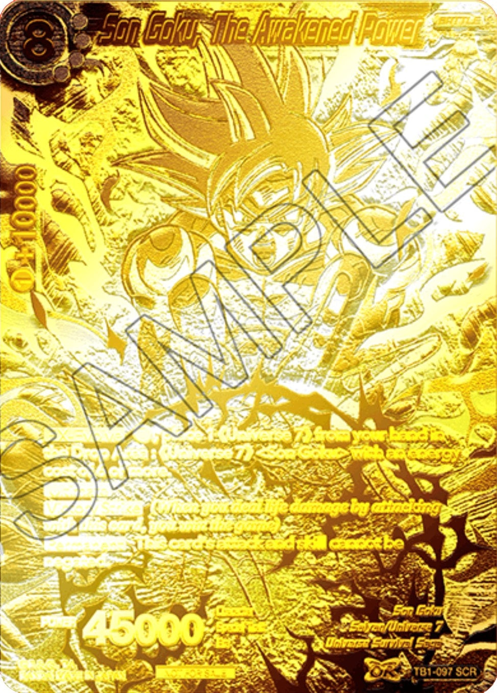 Image for Son Goku, The Awakened Power (2021 World Championship) (Metal Gold Foil) (Tournament Promotion Cards) (TB1-097) - Dragon Ball Super: Masters
