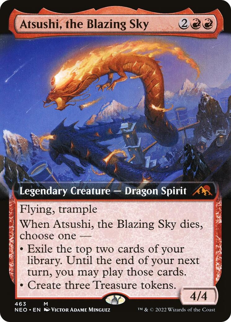 Image for Atsushi, the Blazing Sky (Extended Art) (Kamigawa: Neon Dynasty) (463) - Magic: The Gathering