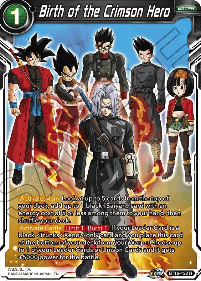 Image for Birth of the Crimson Hero (Realm of the Gods) (BT16-122) - Dragon Ball Super: Masters