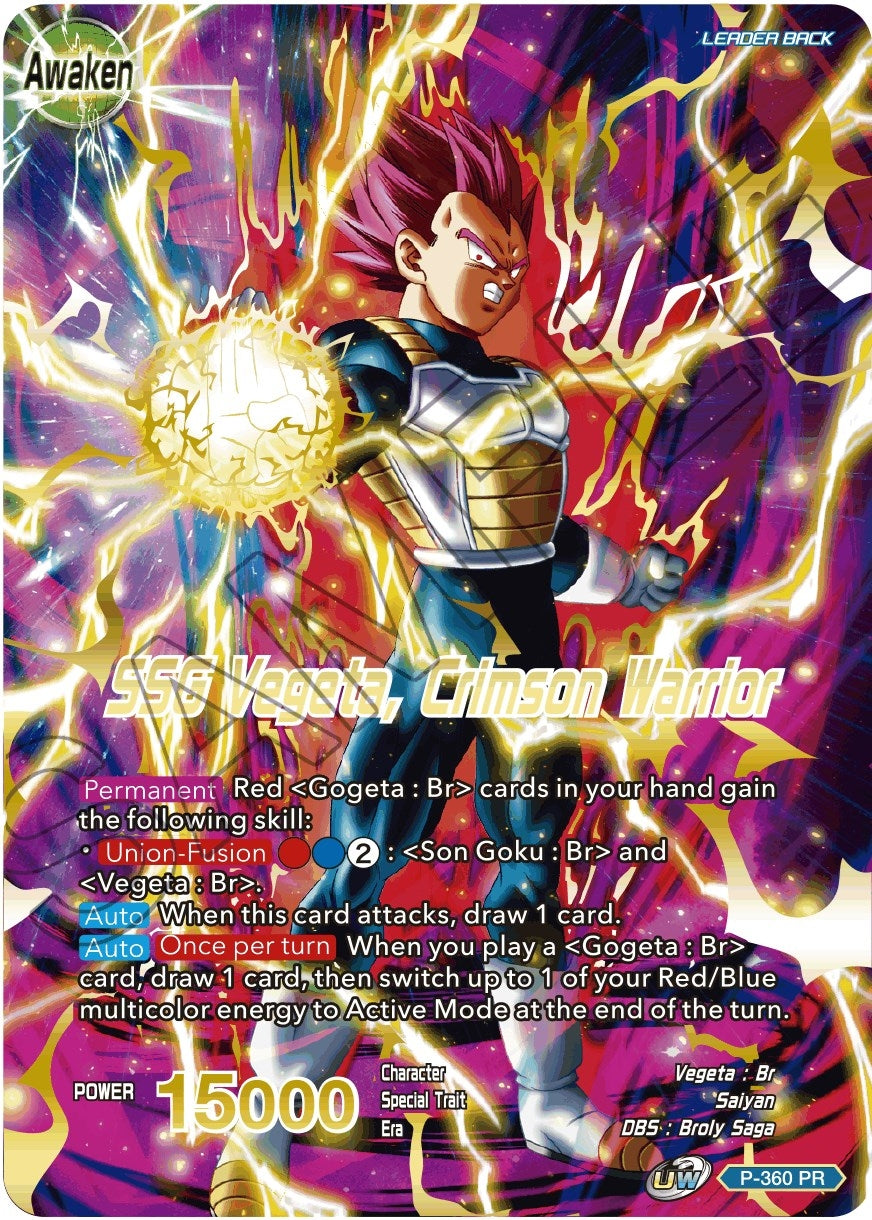 Image for Vegeta // SSG Vegeta, Crimson Warrior (Gold Stamped) (Promotion Cards) (P-360 PR) - Dragon Ball Super: Masters