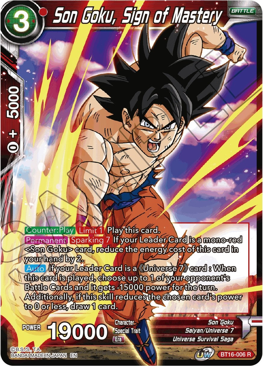 Image for Son Goku, Sign of Mastery (Realm of the Gods) (BT16-006) - Dragon Ball Super: Masters