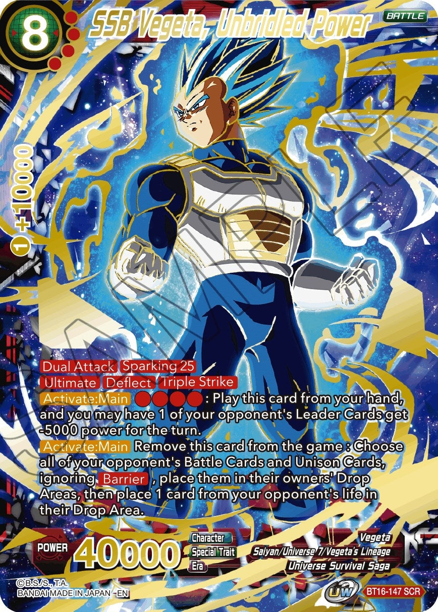 Image for SSB Vegeta, Unbridled Power (Realm of the Gods) (BT16-147) - Dragon Ball Super: Masters