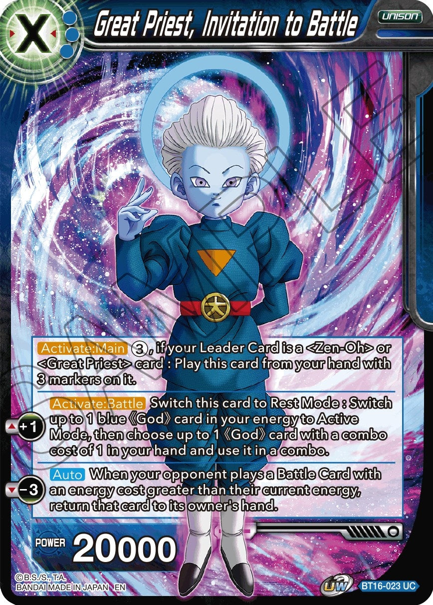 Image for Great Priest, Invitation to Battle (Realm of the Gods) (BT16-023) - Dragon Ball Super: Masters