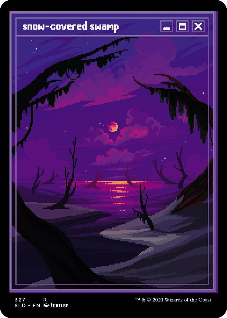 Image for Snow-Covered Swamp (PixelSnowLands.jpg) (Secret Lair Drop Series) (327) - Magic: The Gathering