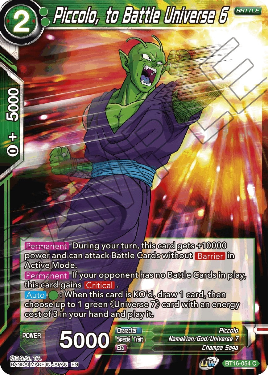 Image for Piccolo, to Battle Universe 6 (Realm of the Gods) (BT16-054) - Dragon Ball Super: Masters