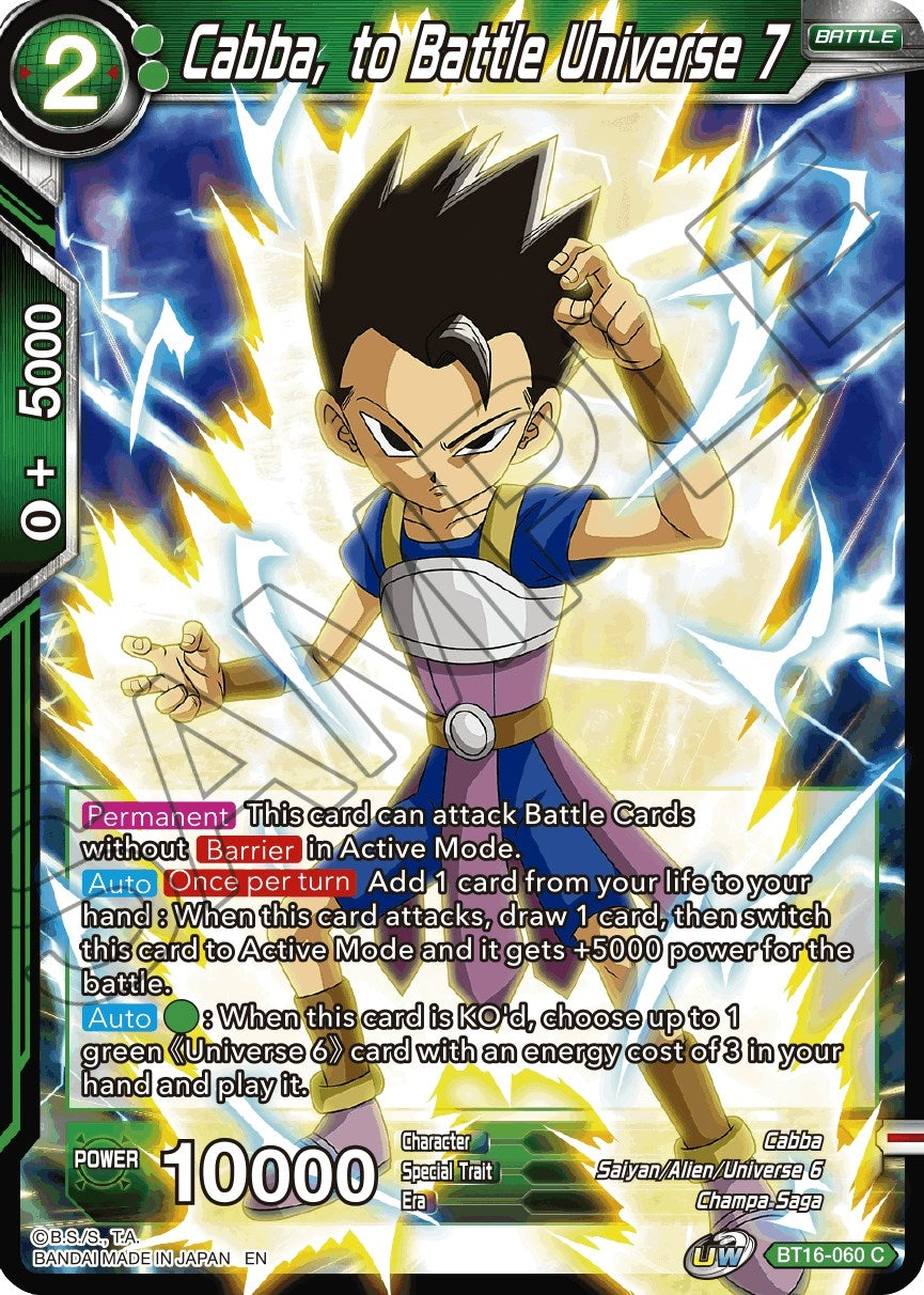 Image for Cabba, to Battle Universe 7 (Realm of the Gods) (BT16-060) - Dragon Ball Super: Masters