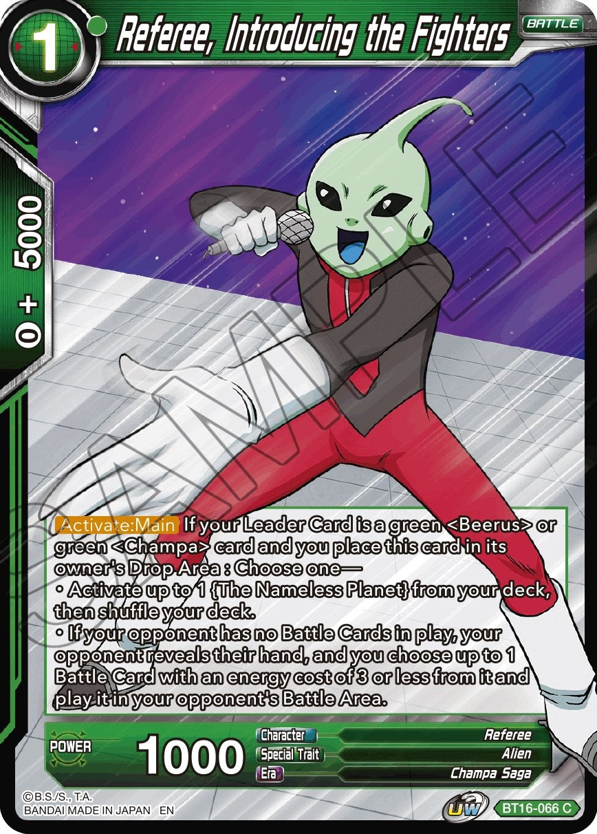 Image for Referee, Introducing the Fighters (Realm of the Gods) (BT16-066) - Dragon Ball Super: Masters