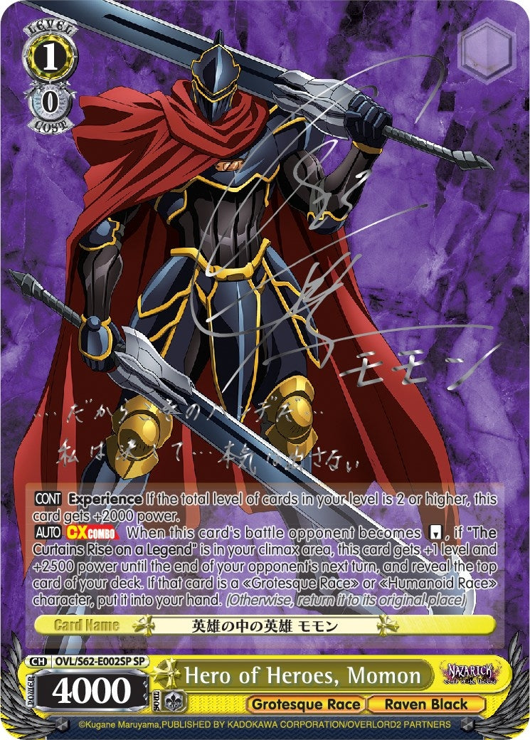 Image for Hero of Heroes, Momon (SP) (Silver Signature) (Nazarick: Tomb of the Undead) (OVL/S62-E002SP SP) - Weiss Schwarz