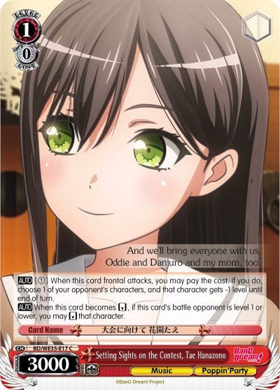 Image for Setting Sights on the Contest, Tae Hanazono (Poppin’Party x Roselia) (BD/WE35-E17 C) - Weiss Schwarz
