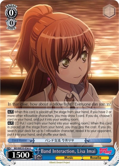 Image for Band Interaction, Lisa Imai (Parallel Foil) (Poppin’Party x Roselia) (BD/WE35-E36 U) - Weiss Schwarz
