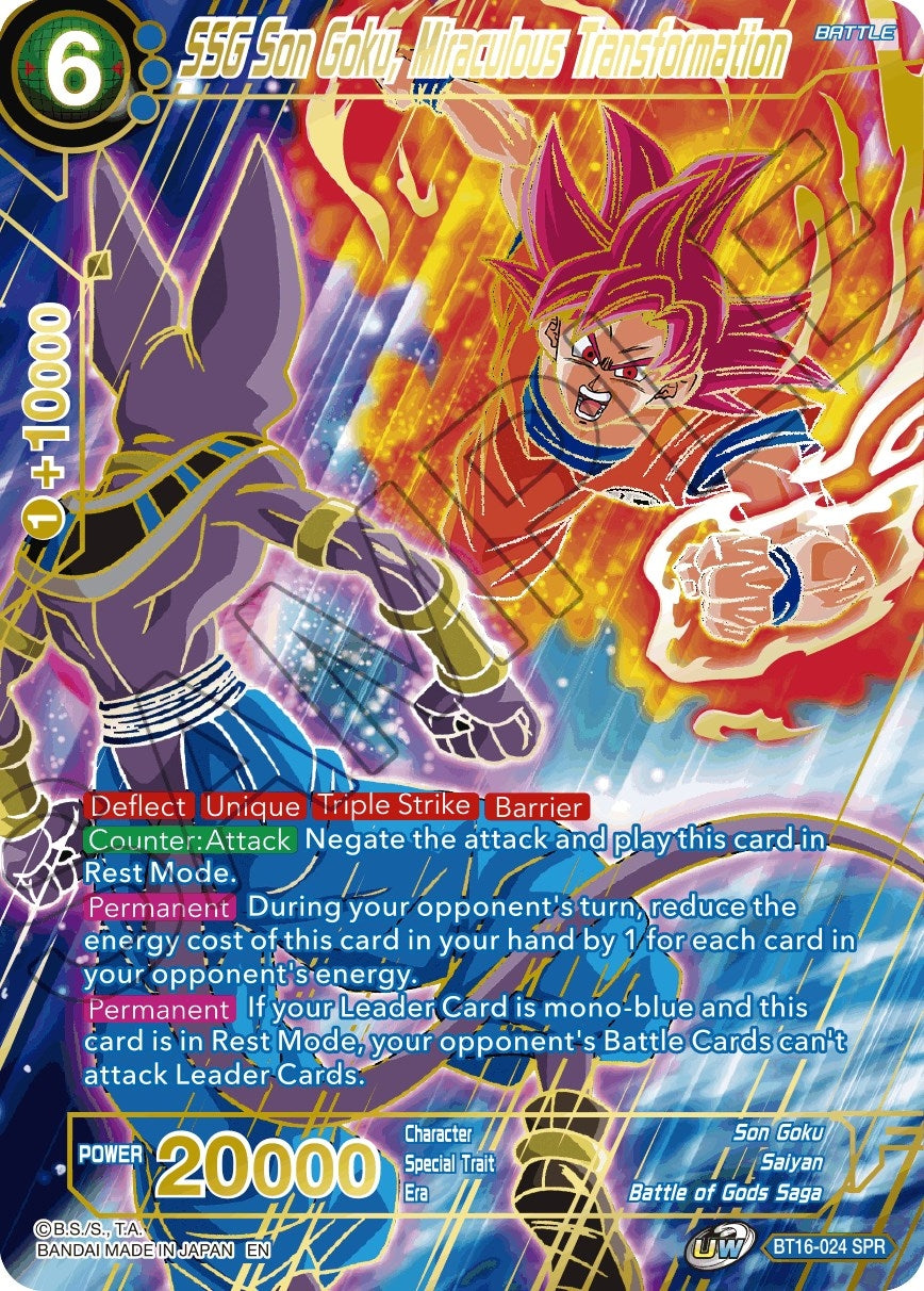 Image for SSG Son Goku, Miraculous Transformation (SPR) (Realm of the Gods) (BT16-024) - Dragon Ball Super: Masters