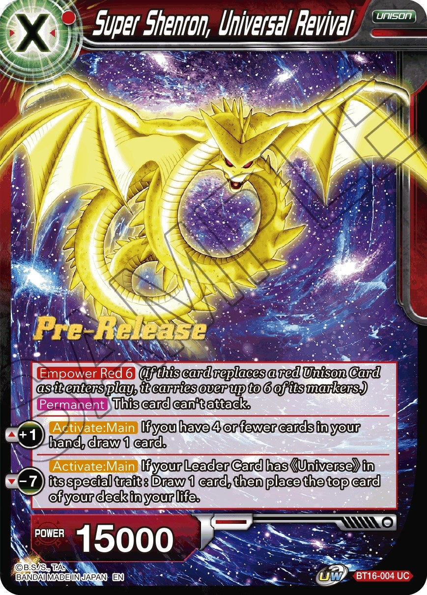 Image for Super Shenron, Universal Revival (Realm of the Gods Pre-Release Cards) (BT16-004) - Dragon Ball Super: Masters