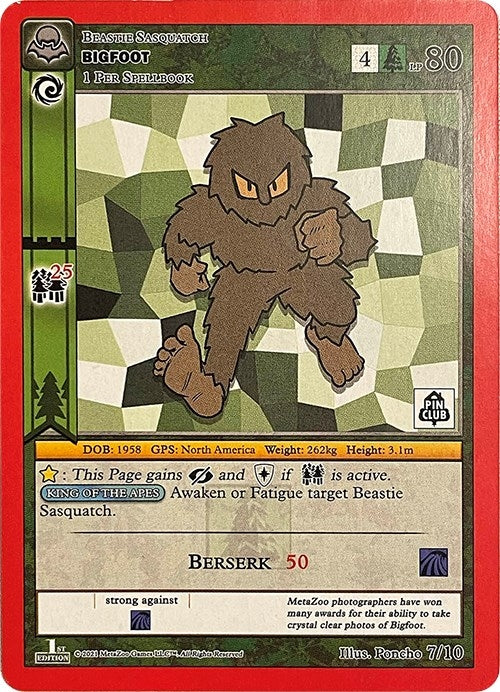 Image for Bigfoot (Pin Club Cryptid Nation Mystery Collection) (Miscellaneous Promos) (7/10) - MetaZoo