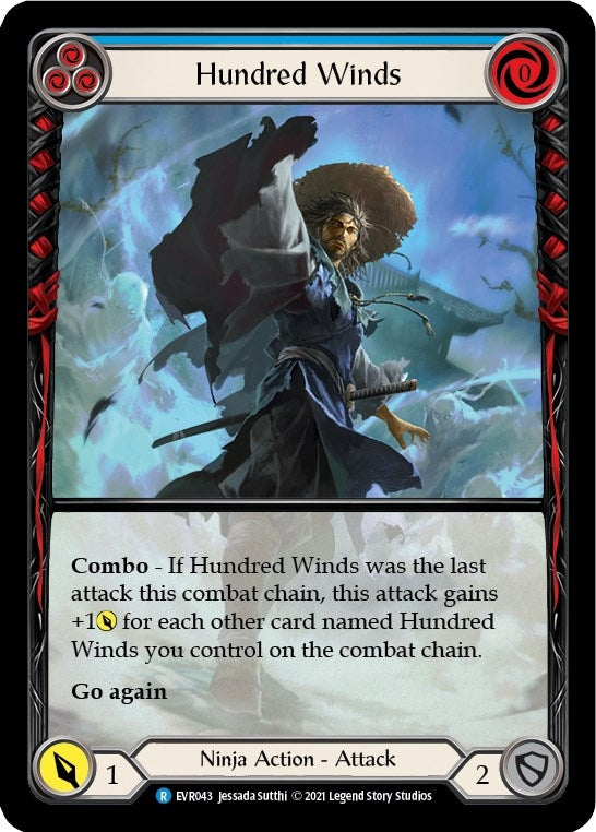Image for Hundred Winds (Blue) (Extended Art) (Everfest) (EVR043) - Flesh and Blood TCG
