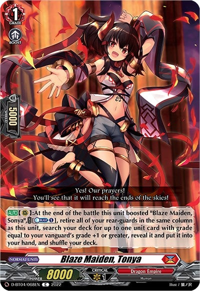 Image for Blaze Maiden, Tonya (D-BT04: Awakening of Chakrabarthi) (D-BT04/068EN) - Cardfight Vanguard