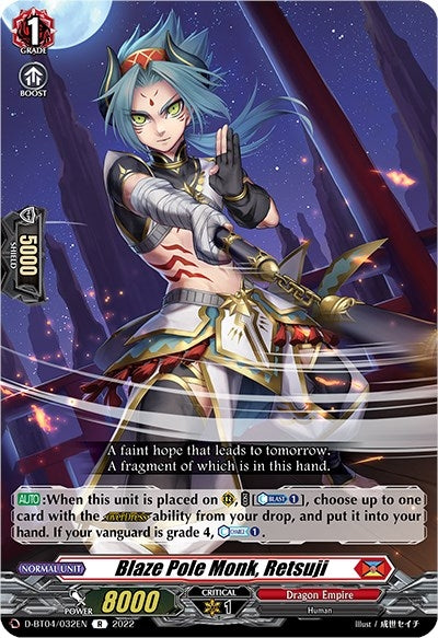 Image for Blaze Pole Monk, Retsuji (D-BT04: Awakening of Chakrabarthi) (D-BT04/032EN) - Cardfight Vanguard
