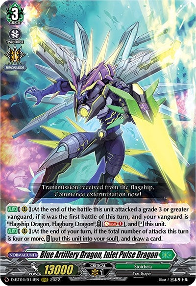 Image for Blue Artillery Dragon, Inlet Pulse Dragon (D-BT04: Awakening of Chakrabarthi) (D-BT04/014EN) - Cardfight Vanguard