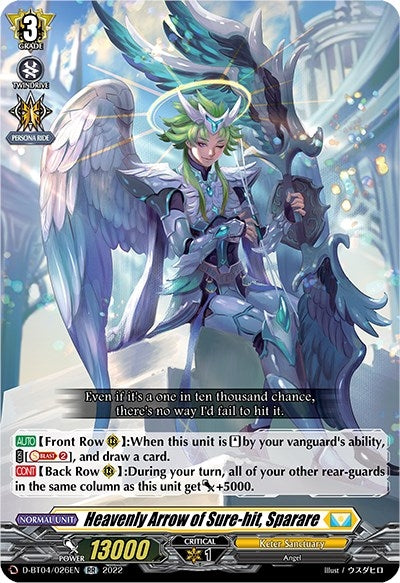 Image for Heavenly Arrow of Sure-hit, Sparare (D-BT04: Awakening of Chakrabarthi) (D-BT04/026EN) - Cardfight Vanguard