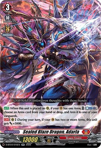 Image for Sealed Blaze Dragon, Adarla (D-BT04: Awakening of Chakrabarthi) (D-BT04/016EN) - Cardfight Vanguard