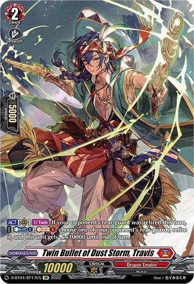 Image for Twin Bullet of Dust Storm, Travis (SP) (D-BT04: Awakening of Chakrabarthi) (D-BT04/SP17EN) - Cardfight Vanguard