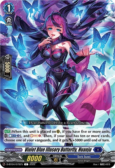 Image for Violet Blue Illusory Butterfly, Huanju (D-BT04: Awakening of Chakrabarthi) (D-BT04/079EN) - Cardfight Vanguard