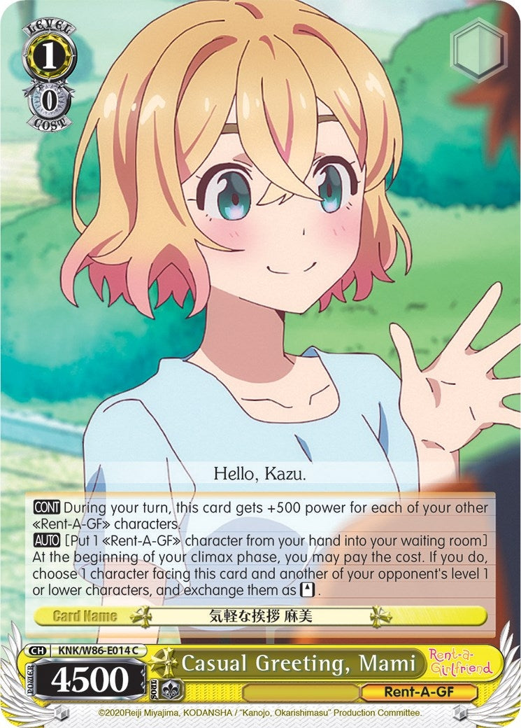 Image for Casual Greeting, Mami (Rent-A-Girlfriend) (KNK/W86-E014 C) - Weiss Schwarz