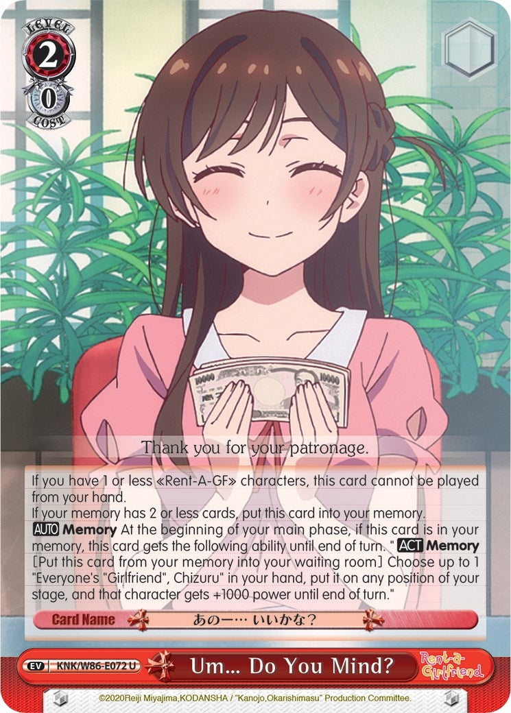 Image for Um... Do You Mind? (Rent-A-Girlfriend) (KNK/W86-E072 U) - Weiss Schwarz