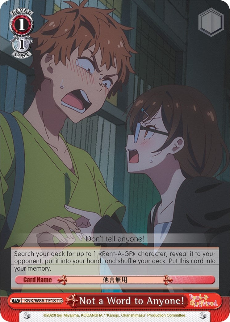 Image for Not a Word to Anyone! (Rent-A-Girlfriend) (KNK/W86-TE18 TD) - Weiss Schwarz