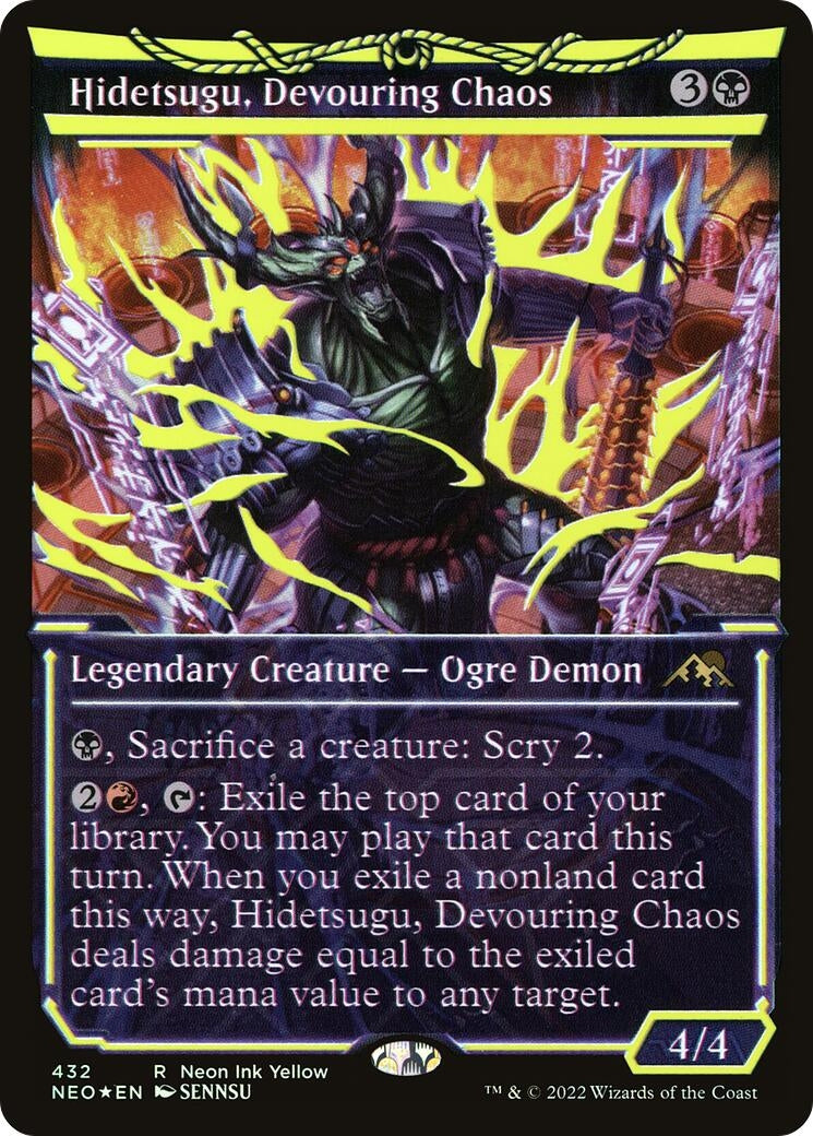 Image for Hidetsugu, Devouring Chaos (Neon Yellow) (WPN Exclusive) (Kamigawa: Neon Dynasty) (432) - Magic: The Gathering