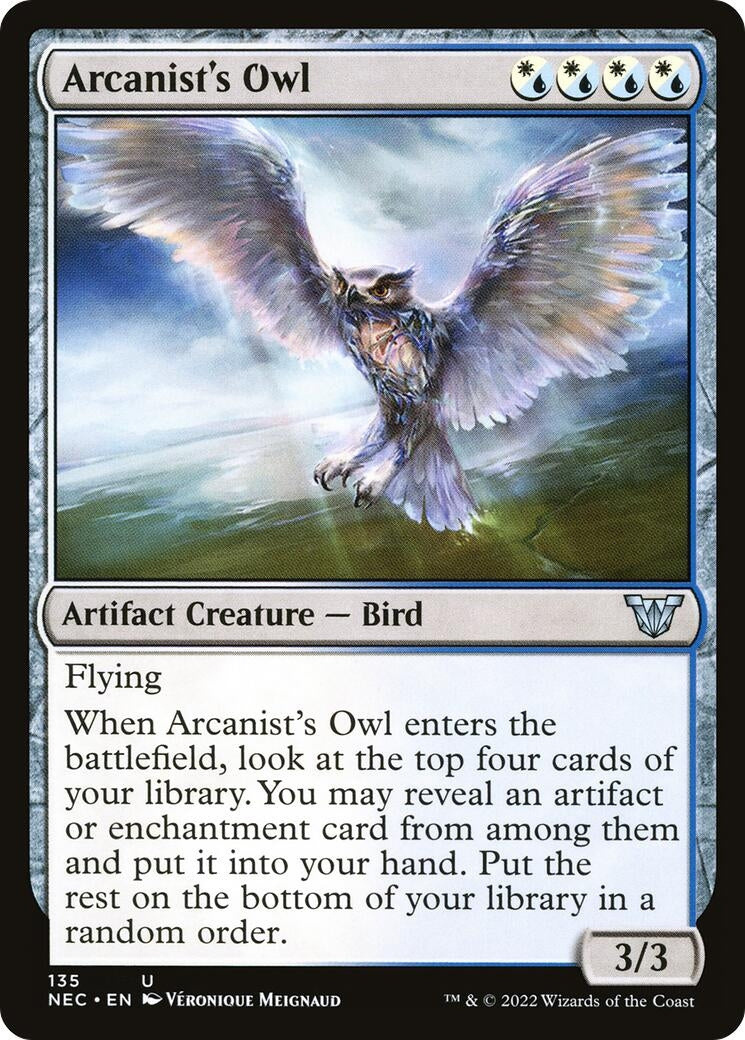 Image for Arcanist's Owl (Commander: Kamigawa: Neon Dynasty) (135) - Magic: The Gathering