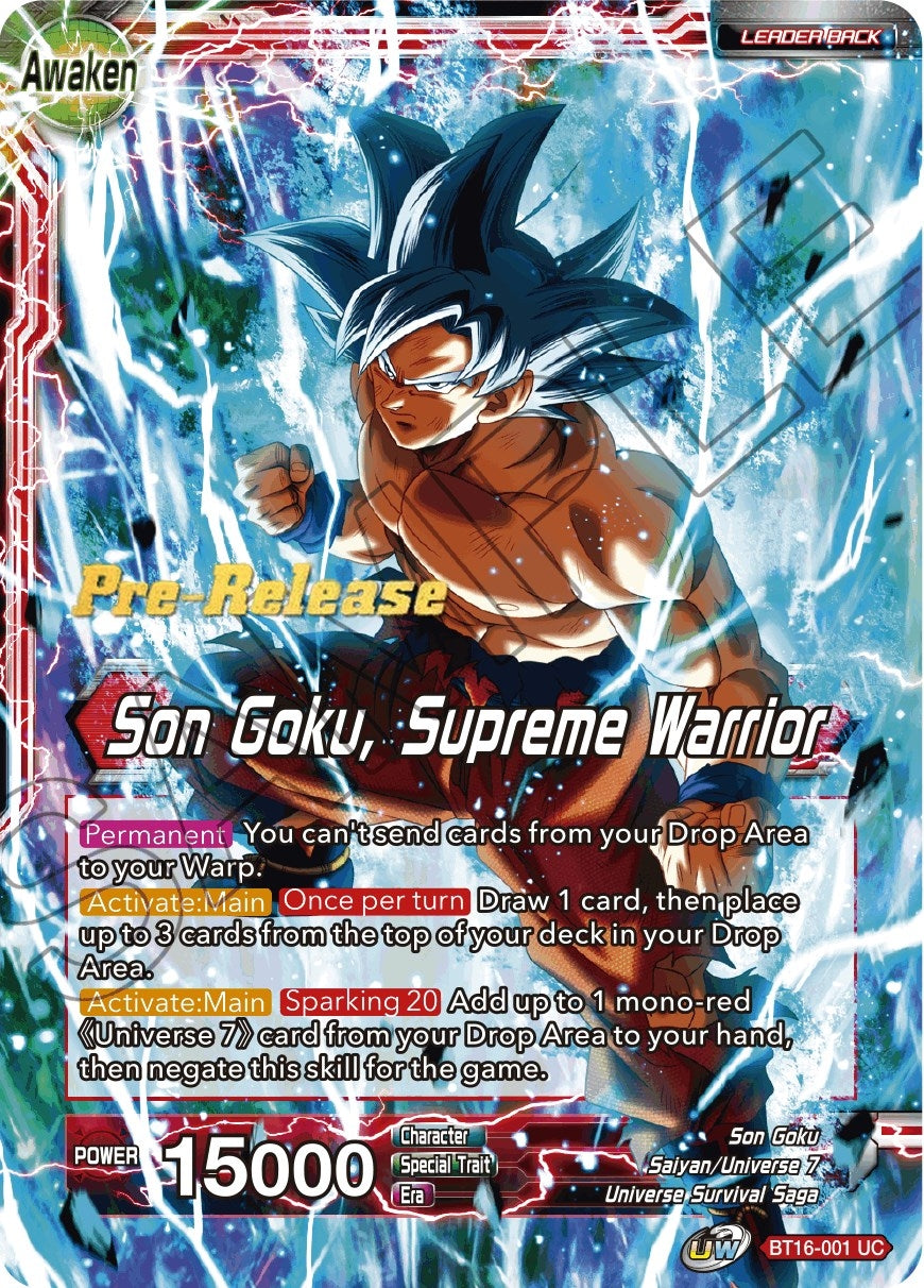 Image for Son Goku // Son Goku, Supreme Warrior (Realm of the Gods Pre-Release Cards) (BT16-001) - Dragon Ball Super: Masters