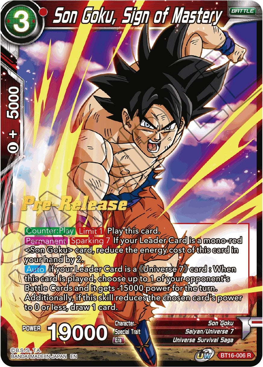 Image for Son Goku, Sign of Mastery (Realm of the Gods Pre-Release Cards) (BT16-006) - Dragon Ball Super: Masters