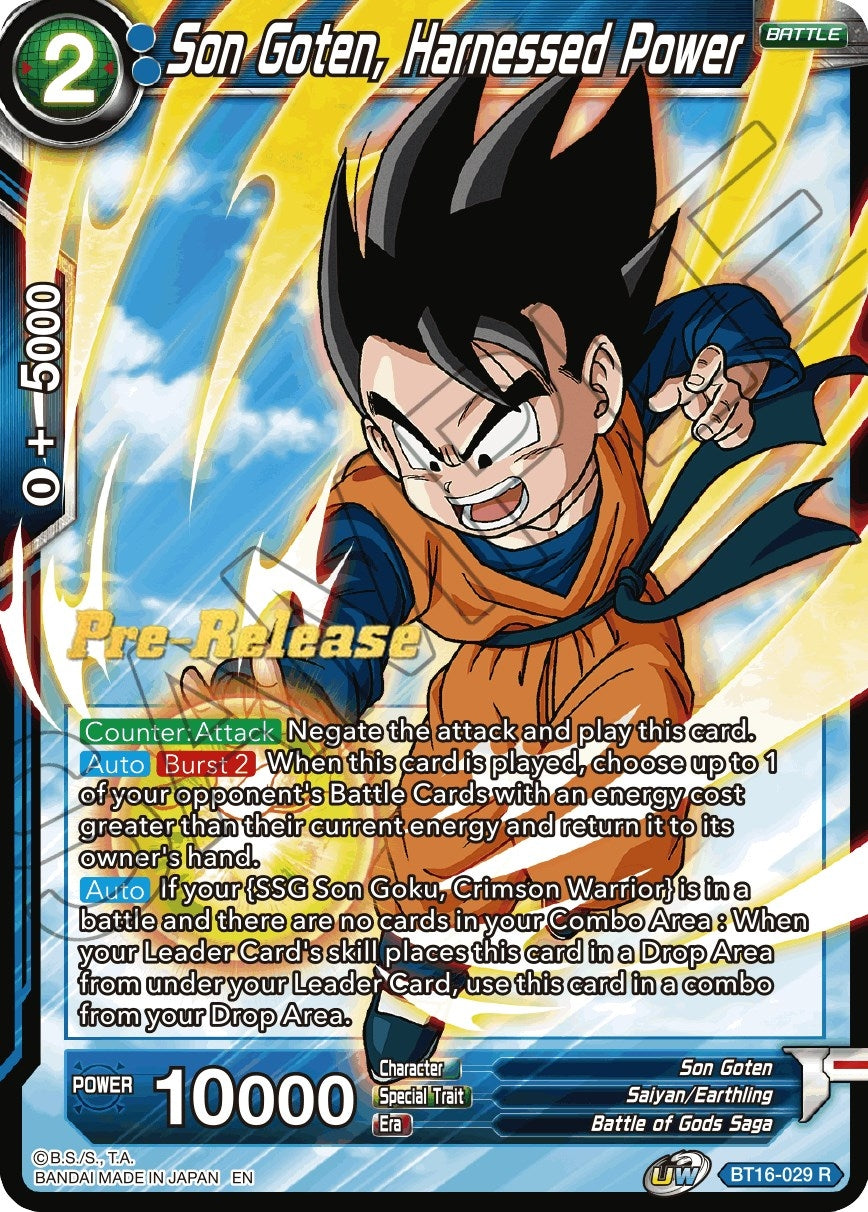 Image for Son Goten, Harnessed Power (Realm of the Gods Pre-Release Cards) (BT16-029) - Dragon Ball Super: Masters