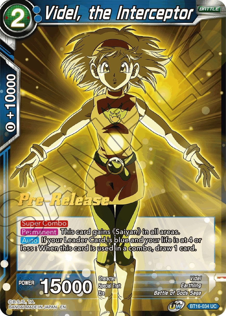 Image for Videl, the Interceptor (Realm of the Gods Pre-Release Cards) (BT16-034) - Dragon Ball Super: Masters