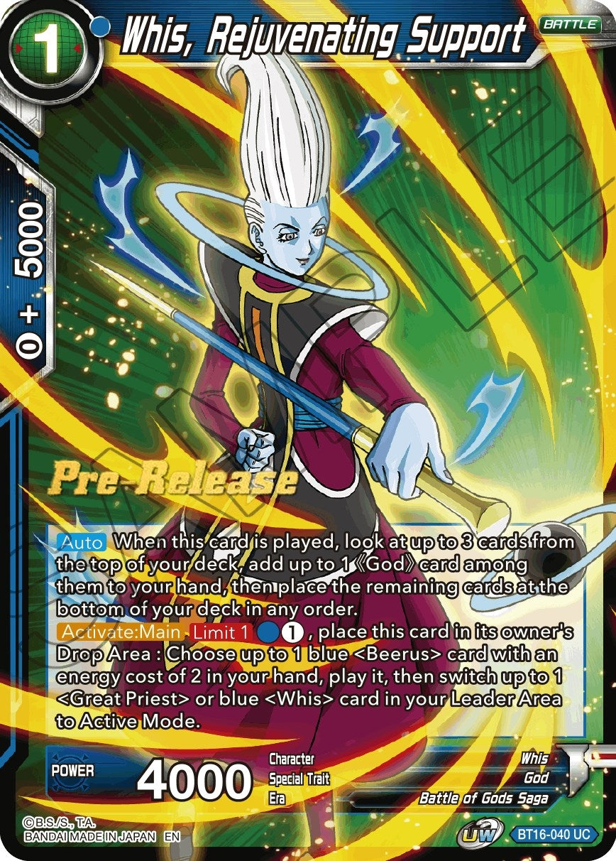 Image for Whis, Rejuvenating Support (Realm of the Gods Pre-Release Cards) (BT16-040) - Dragon Ball Super: Masters
